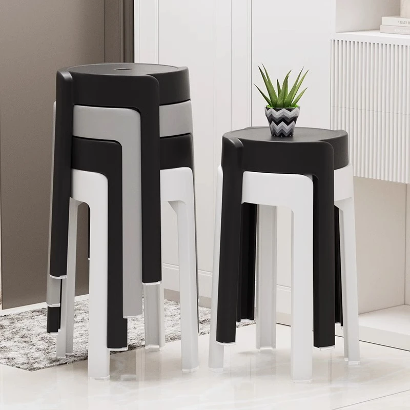 家用加厚塑料凳子可叠放现代简约塑胶高圆板凳餐桌备用独凳商用凳