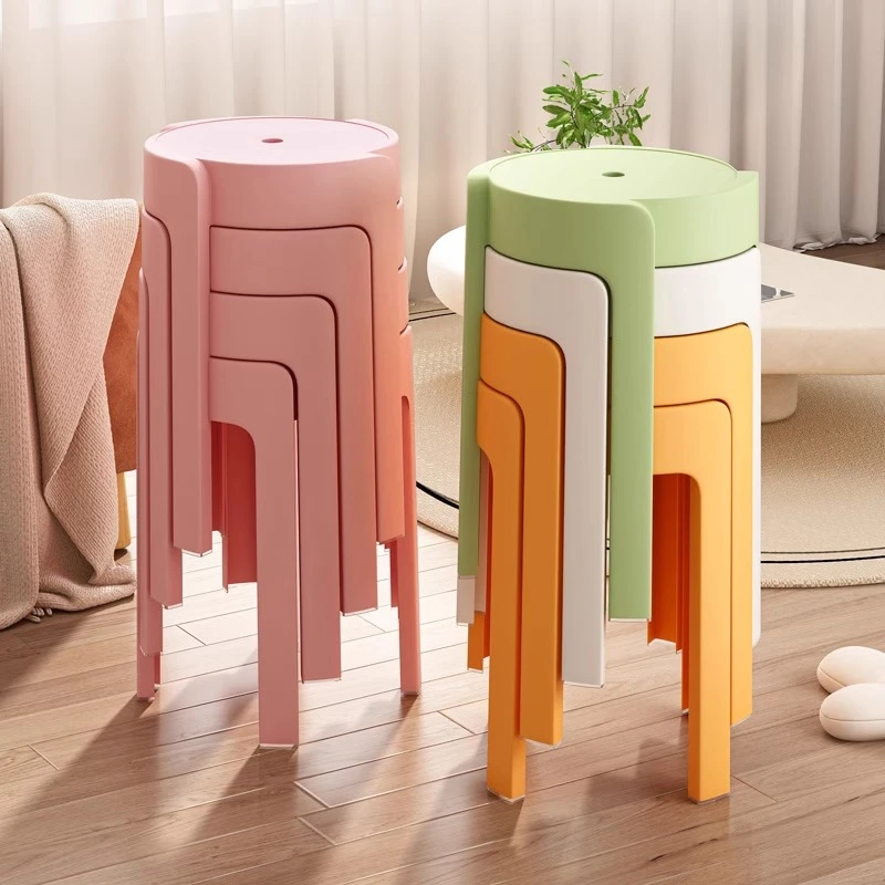 塑料凳子加厚家用可叠放餐桌板凳圆凳时尚创意高凳子北欧简约椅子