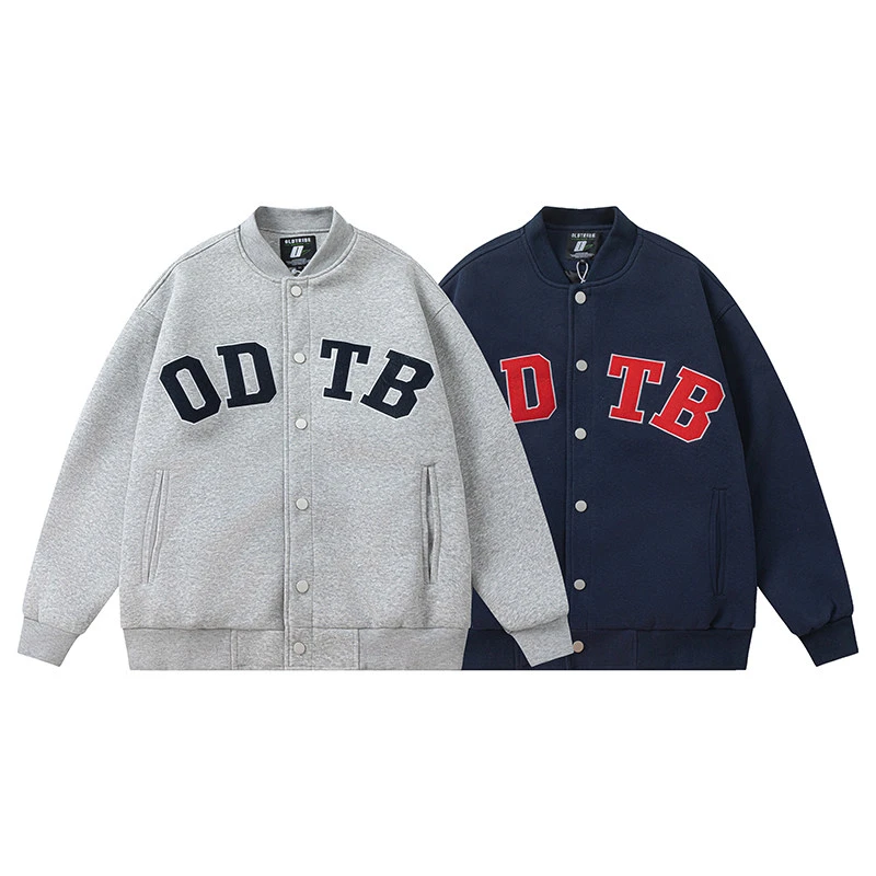 极简风棒球服男春秋简约学院风大码运动夹克男情侣宽松外套男上衣