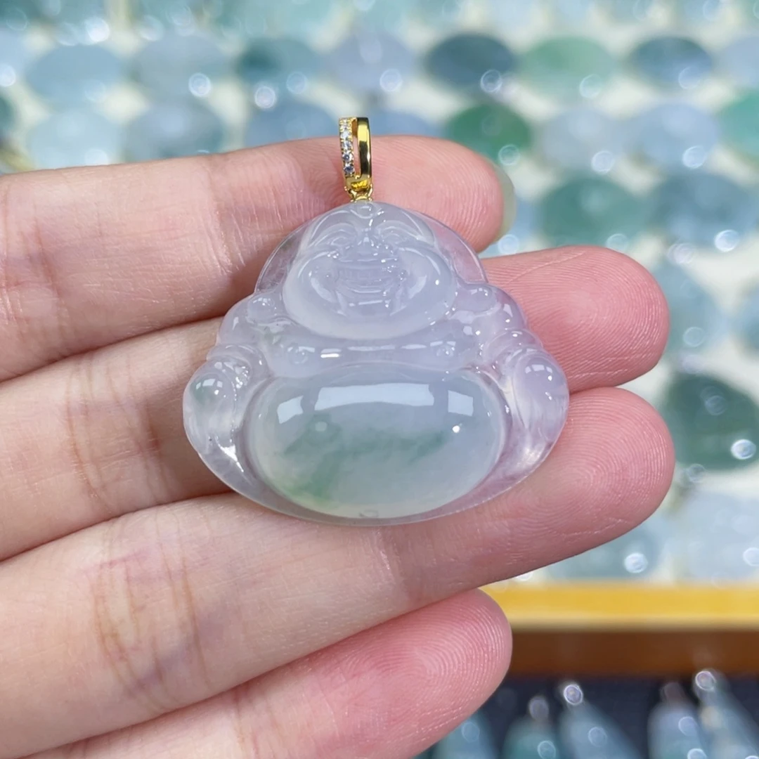 翡翠颈饰18K金镶嵌吊坠