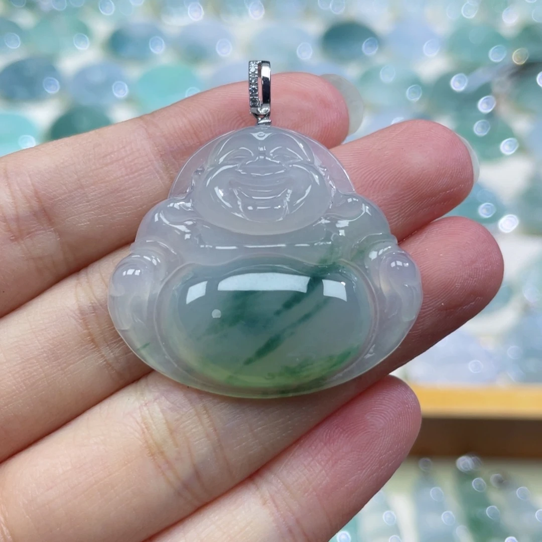 翡翠颈饰18K金镶嵌吊坠