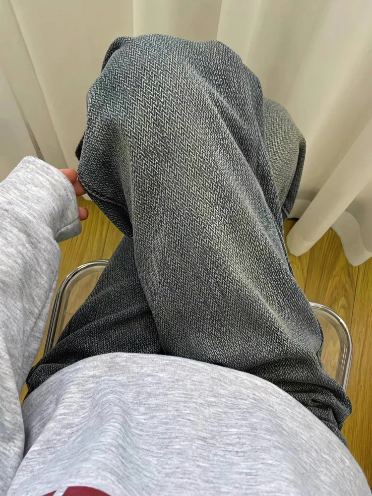 复古星空纹阔腿牛仔裤女早春大码梨型身材胖mm高腰遮胯显瘦直筒裤