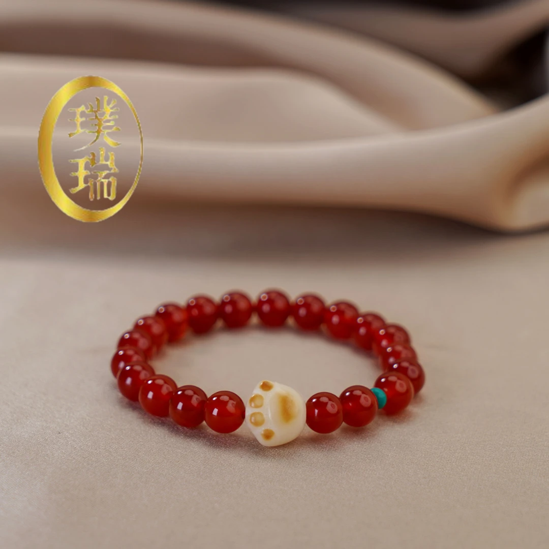 宫廷天然红玛瑙菩提猫抓手链 多样性发一 SL347