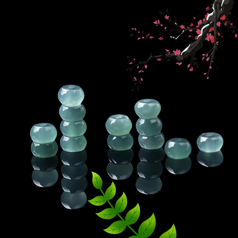 天然翡翠天空蓝蓝水高冰系列算盘珠隔珠两色可挑翡翠高冰种水散珠