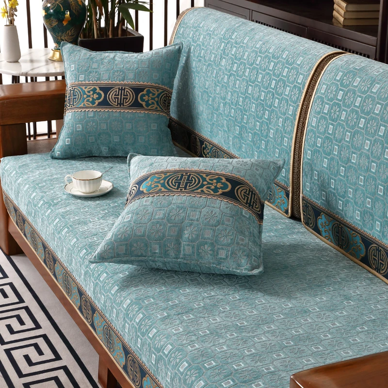 中式沙发垫子新中式高档防滑红木坐垫四季通用实木沙发套罩盖布巾