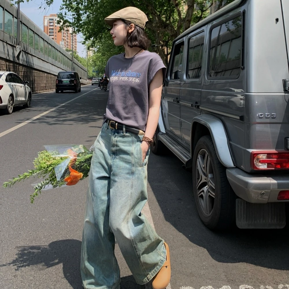 BUWANJUST【廓形牛仔裤】高腰阔腿裤休闲显瘦春夏百搭牛仔裤J030