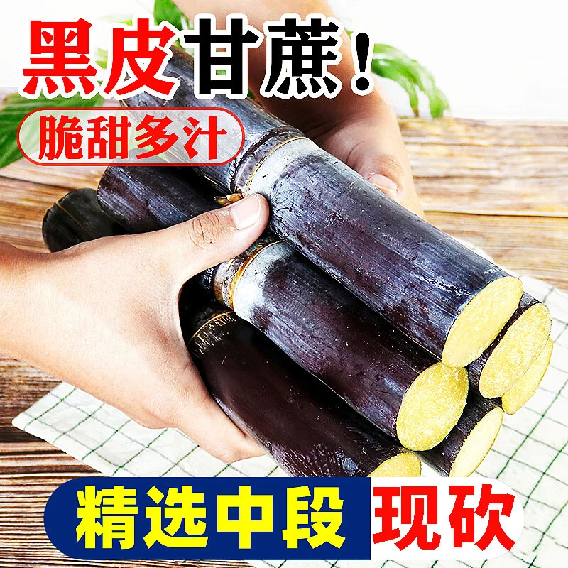 广西新鲜黑皮甘蔗新鲜水果脆甜多汁当季应季黑皮甘蔗爽口食用现砍