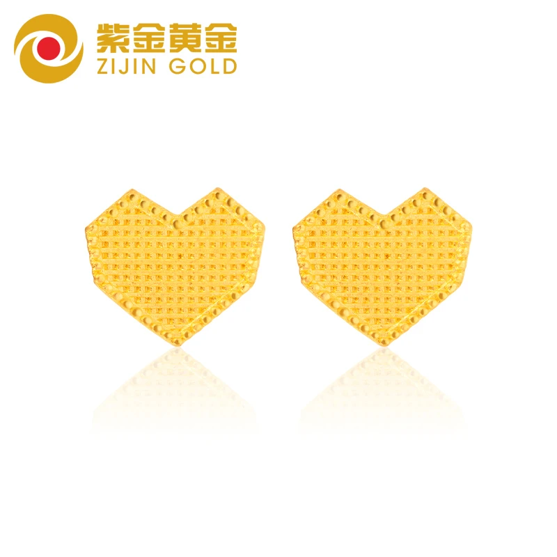 紫金黄金 足金999 甜心系列耳钉/坠链