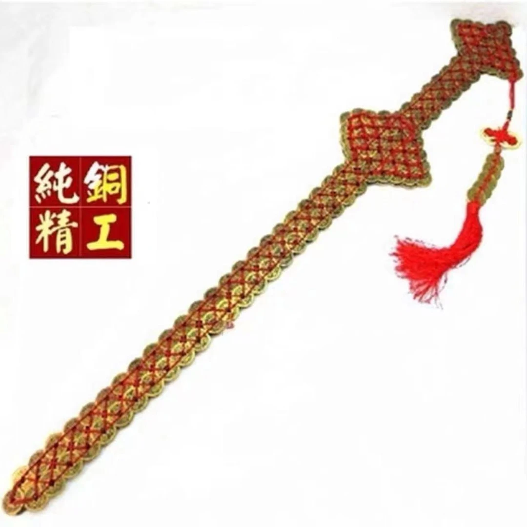 红绳铜剑手工编织金剑摆件客厅办公室背景壁挂现代工艺品模型酒店