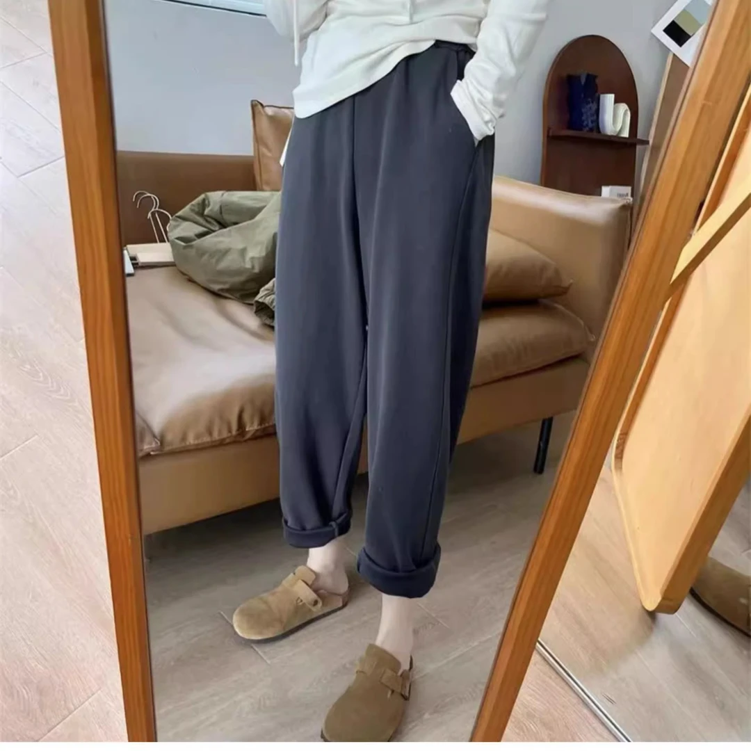 大码女秋冬新款胖妹妹梨型身材柔软休闲哈伦裤宽松显瘦减龄老爹裤