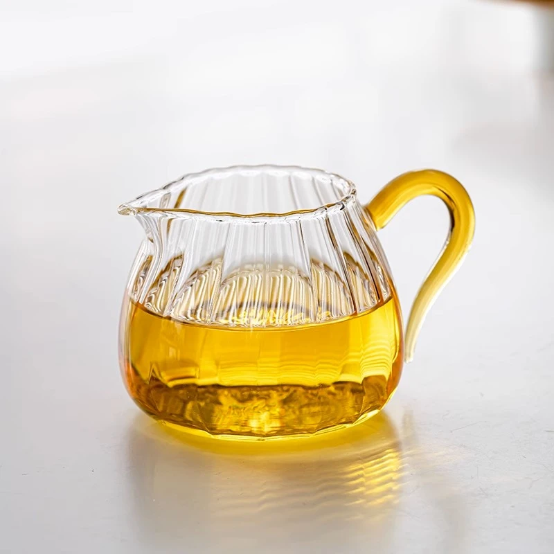 耐热玻璃南瓜公道杯日式条纹分茶器耐高温加厚防烫茶海茶道配件