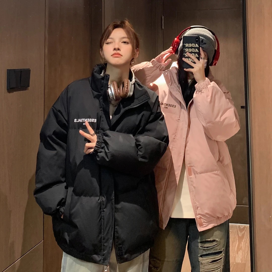 冬季立领纯色百搭棉衣男士宽松港风加厚ins保暖休闲保暖小棉袄潮