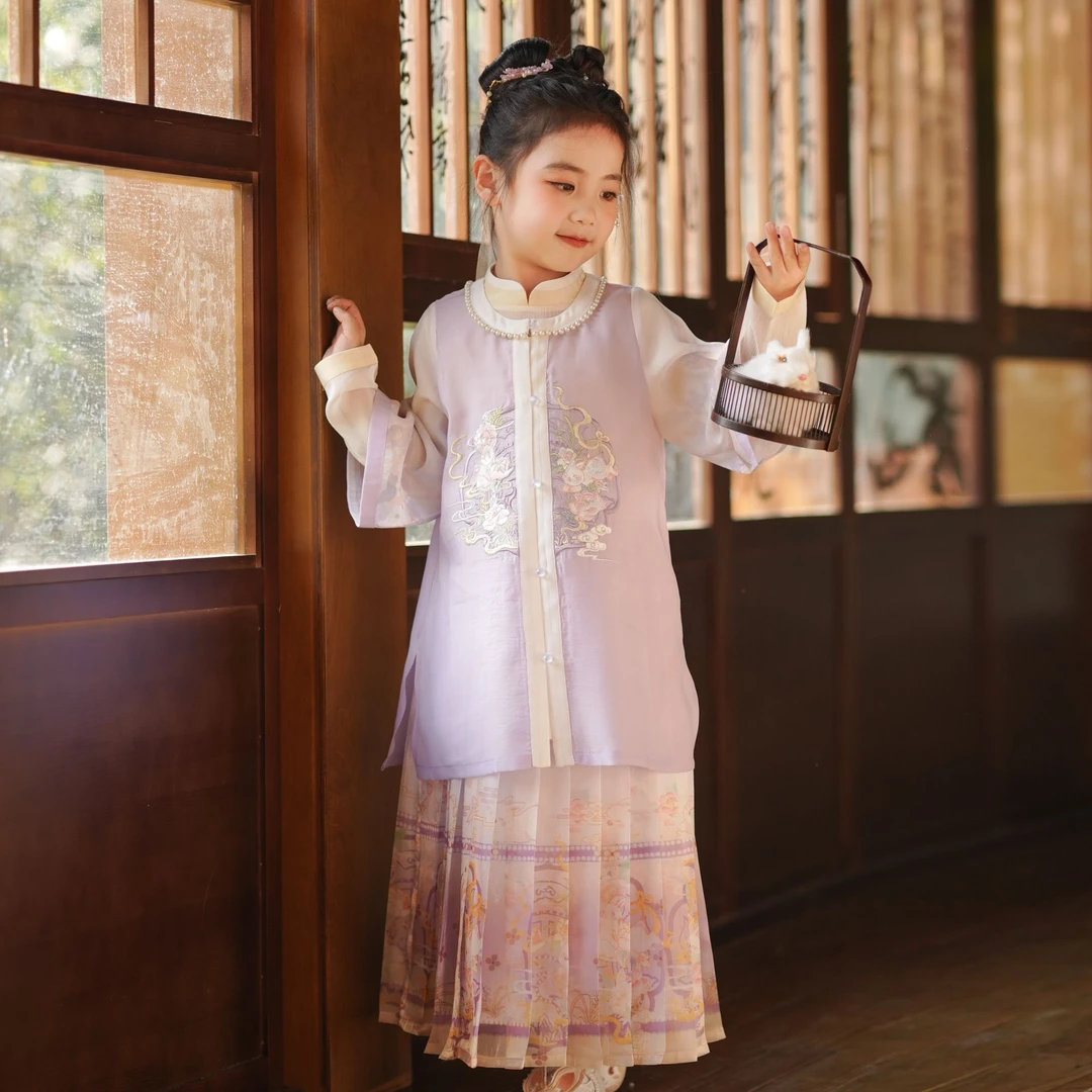 【扶摇】今兮古兮秋季女童古风汉服儿童明制马面裙三件套中国风绣花
