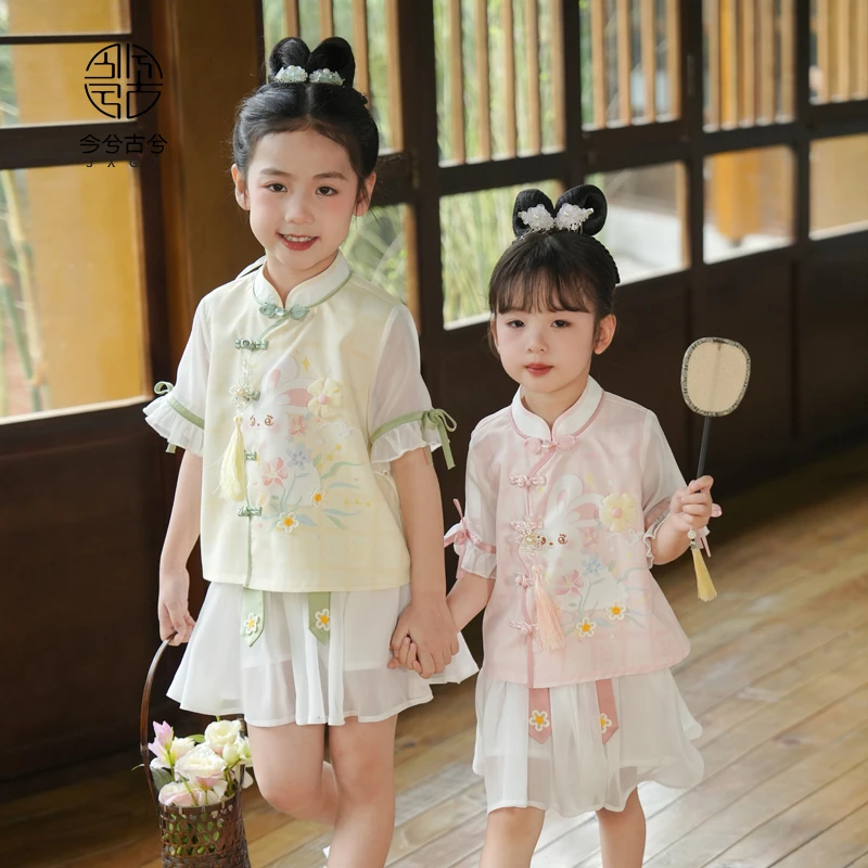 【若兔】今兮古兮夏季女童古风汉服裙子儿童国风公主表演古装套装