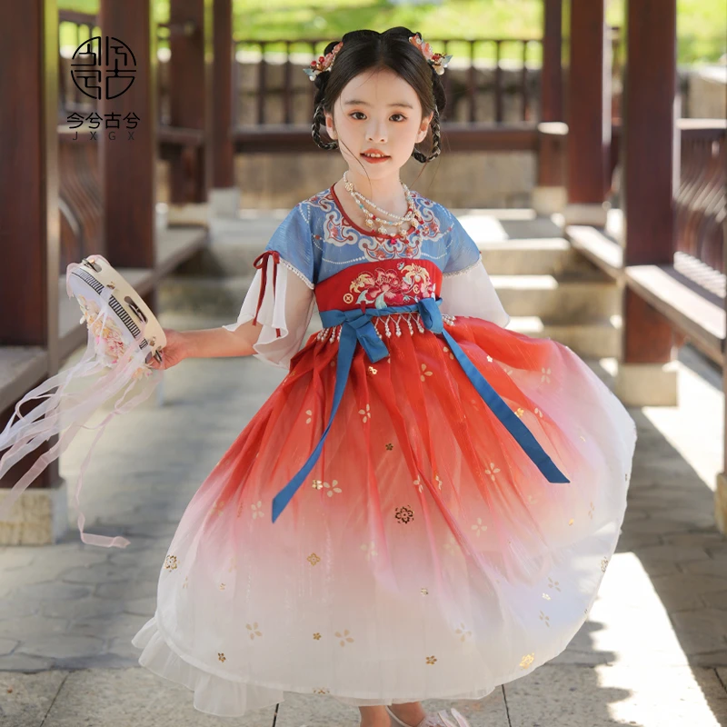 【沐暖】今兮古兮夏季女童古风汉服儿童中国风齐胸仙气飘逸复古民族