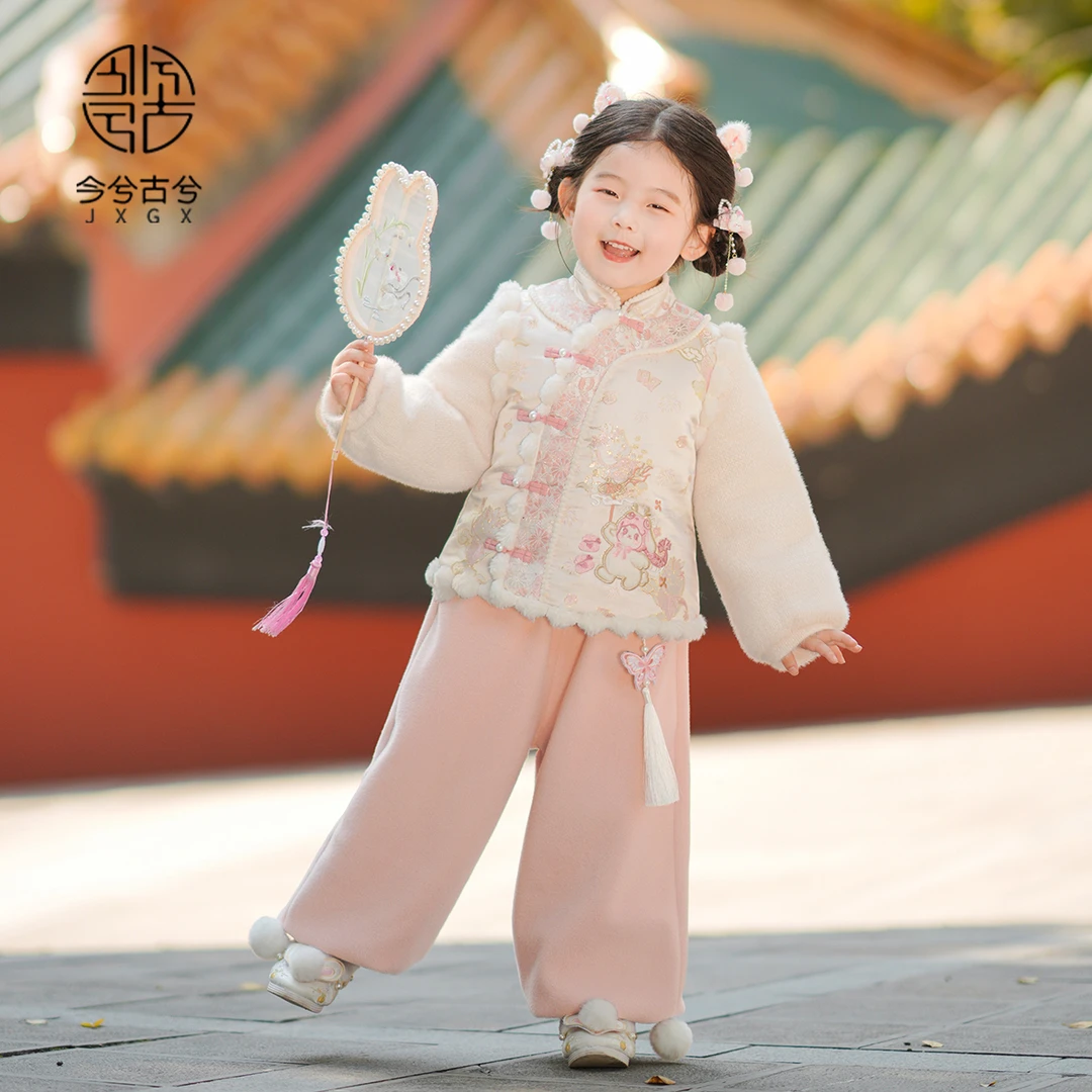 【浅月】今兮古兮女童汉服冬季套装新款中式小女孩秋冬中国风套装