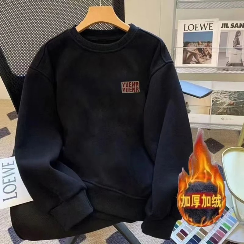 雅鹿男装圆领卫衣时尚宽松印花潮流休闲上衣套头男士长袖百搭卫衣