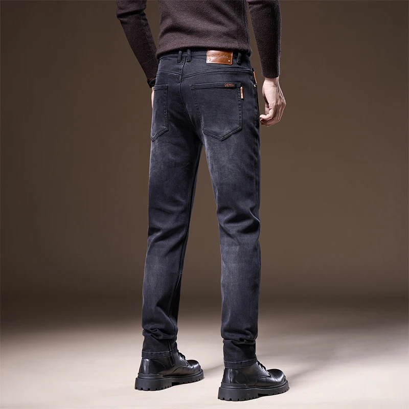 2024秋冬新款高端欧货男士休闲修身弹力小直筒轻奢商务欧版牛仔裤