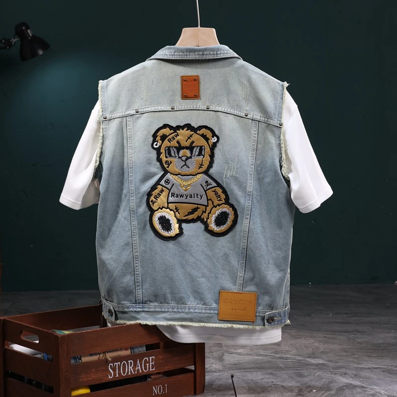 【萨saleisi】无袖机车风牛仔背心男式外套马甲马夹夏季男士MJ561