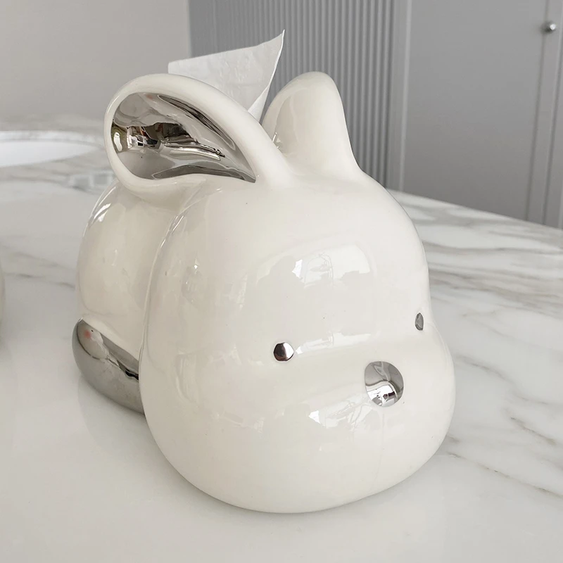 HOPPEN HOUSE/INS风简约奶FUFU可爱兔兔纸巾盒萌兔抽纸盒桌面摆件