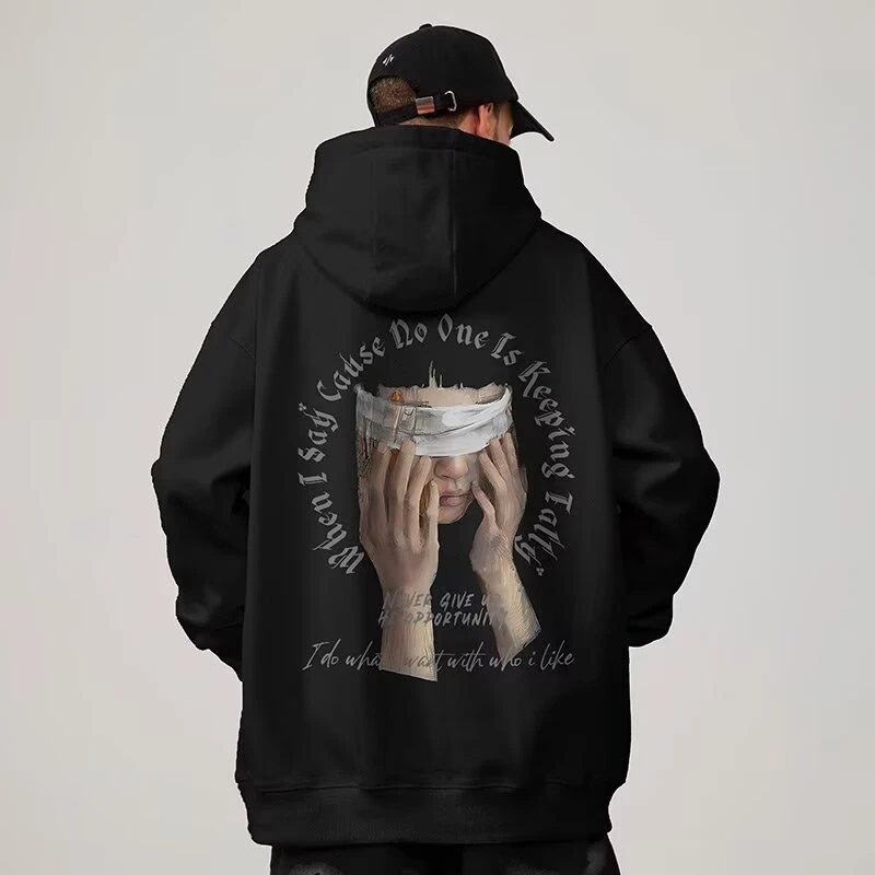 秋冬新款男连帽加绒卫衣韩版宽松大码外套潮牌上衣ins超火卫衣男