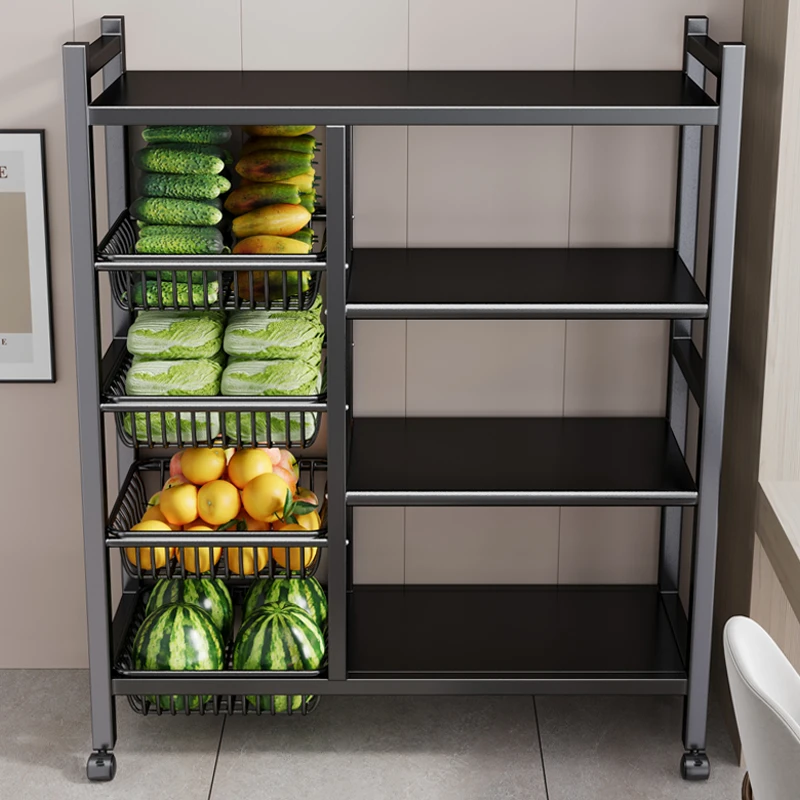 【加厚版】厨房置物架落地多层蔬菜微波炉收纳架家用多功能储物锅架