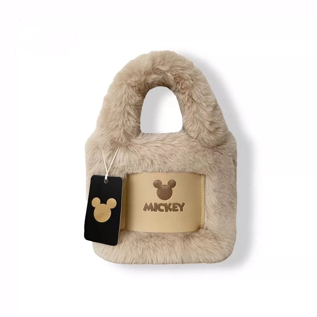 米奇毛绒水桶包包网红手提零钱手机包化妆包毛毛2023秋冬新款