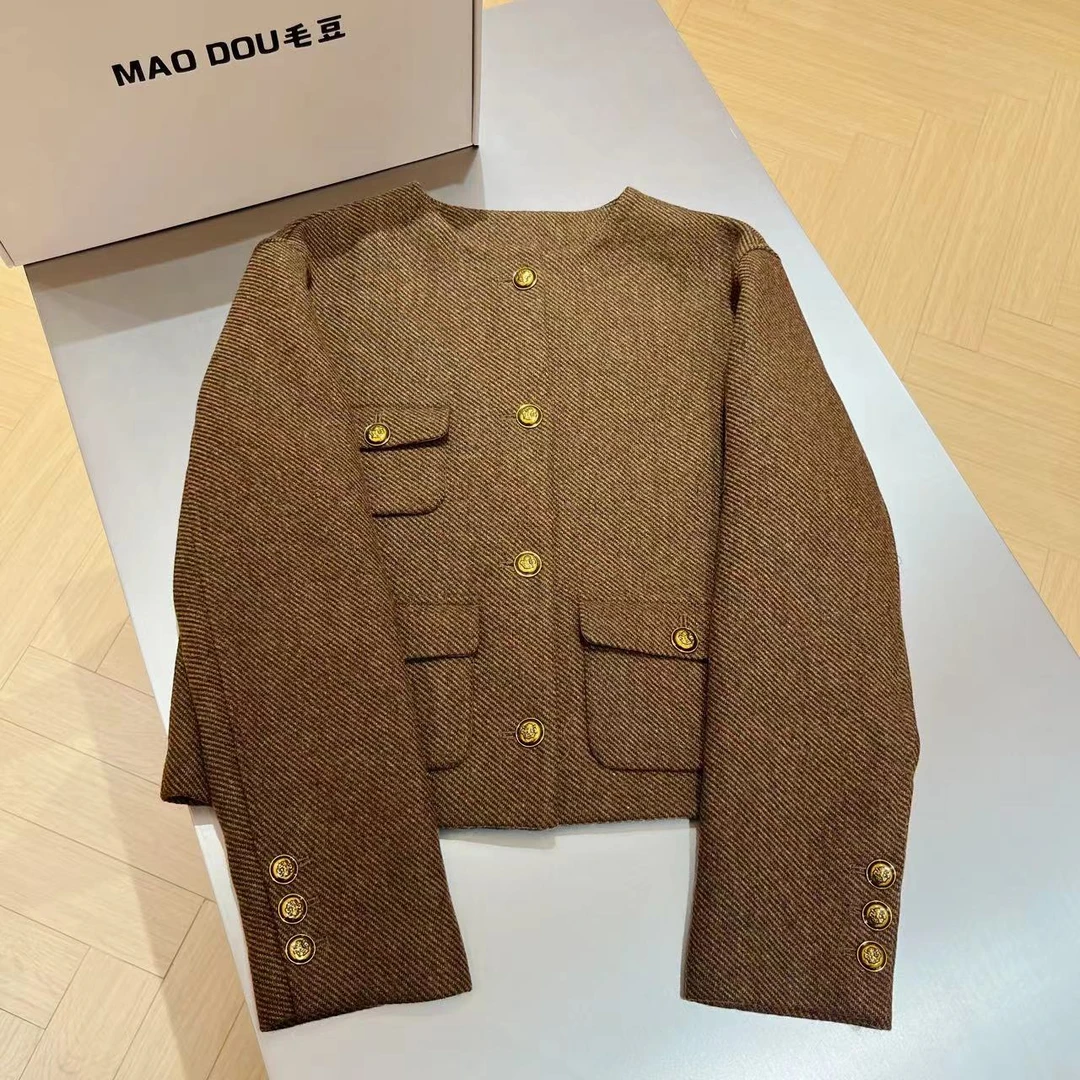 【ZISHUO】1661复古风美拉德色系外套通勤必备品气质小香风短款