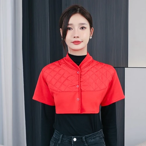 中老年女装短袖护肩妈妈装加厚加绒保暖坎肩休闲防寒短款马甲立领