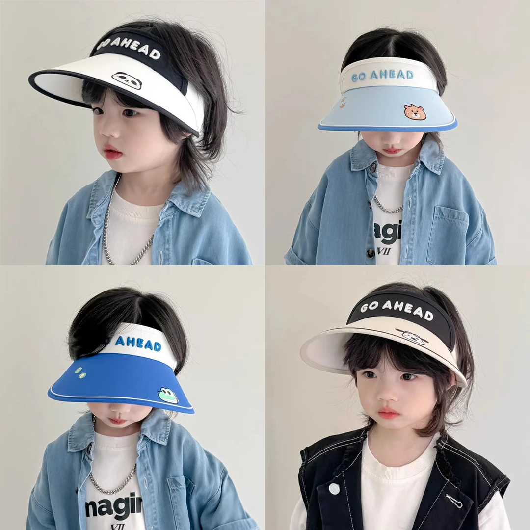 儿童防晒帽可爱卡通大檐宝宝空顶帽夏季男童遮阳防晒帽女童太阳帽