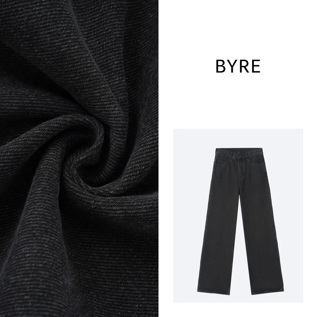 LM85 超高腰黑色阔腿牛仔裤