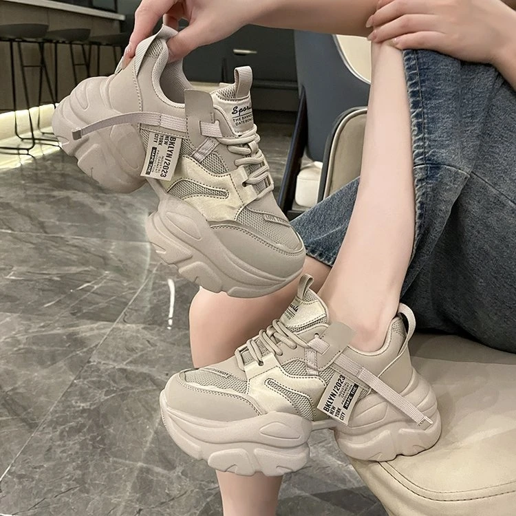 319厚底老爹鞋女夏季新款女鞋小个子网面透气松糕增高休闲运动鞋