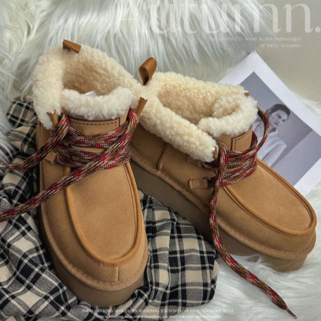 U家符卡拉雪地靴对比千元品质桑坡村源头工厂真皮毛一体女款