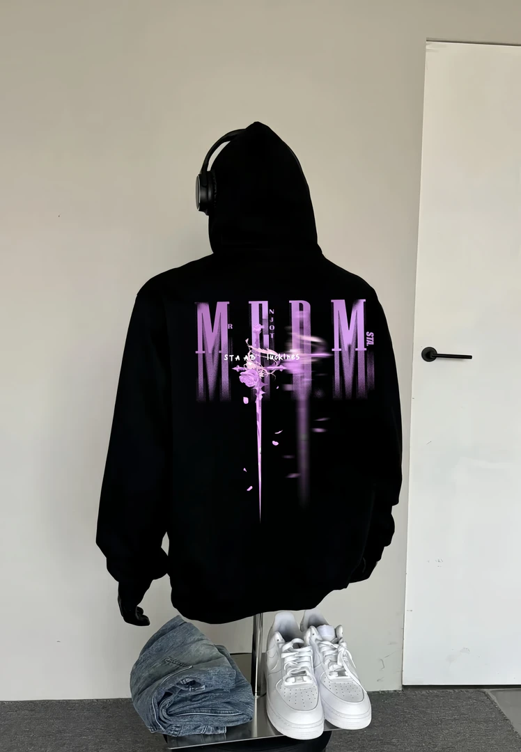 STA.MEDM联名潮流玫瑰字母印花美式卫衣宽松街头运动休闲上衣男潮