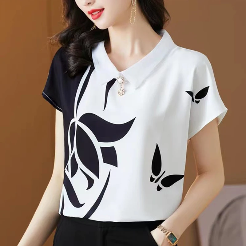 夏季新款气质短袖T恤女士时尚百搭小衫宽松显瘦休闲上衣洋气减龄