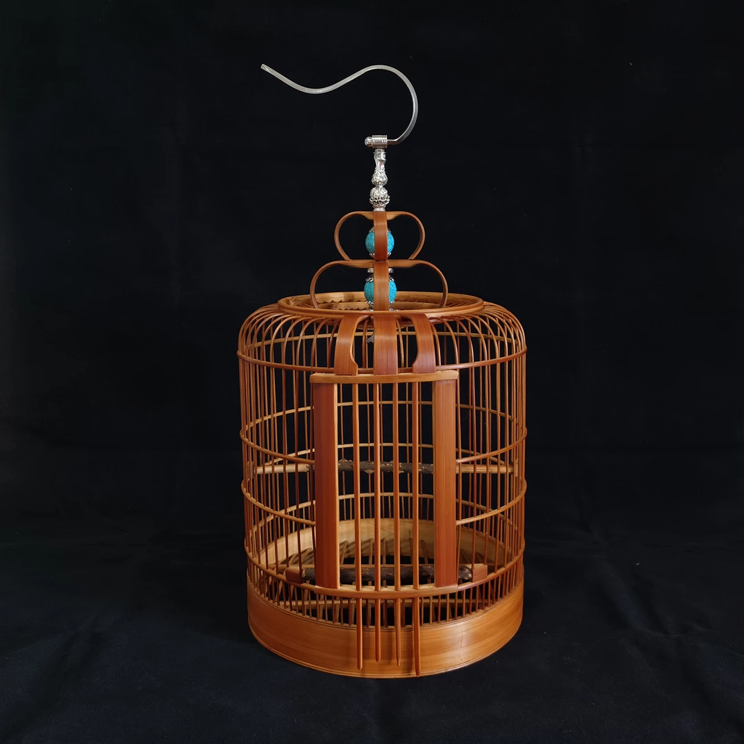 贵州凯里纯手工鸟笼24公分高端圆笼黄豆鸟绣眼鸟笼新款三皮笼贴青