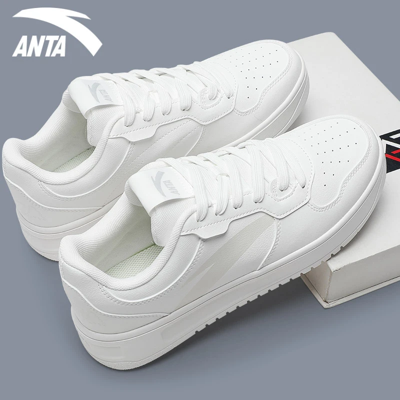 ANTA/安踏男板鞋2024春季厚底百搭学生小白鞋透气低帮运动休闲鞋