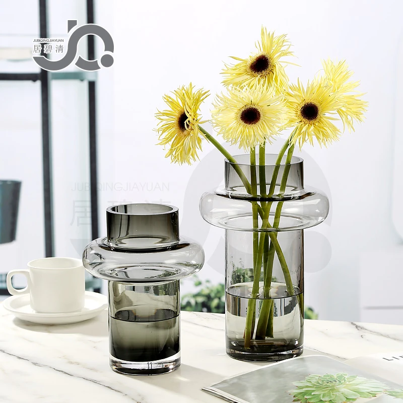 现代简约小蛮腰玻璃花瓶百合玫瑰富贵竹水培桌面插花摆件客厅雪柳