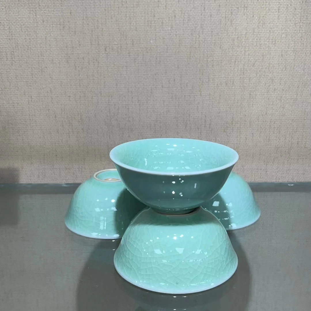 W瑕原矿汝瓷豆绿客杯 0502