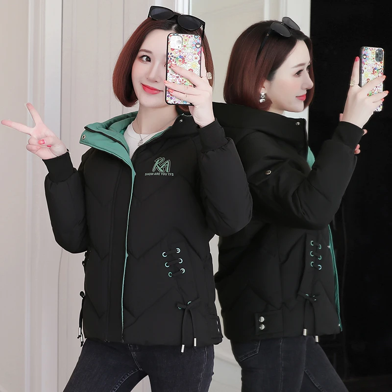 棉服女短款连帽秋冬装2024新款韩版宽松棉袄加厚女士减龄棉衣外套