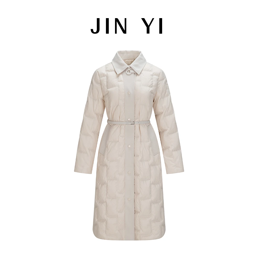 春秋新款休闲时尚百搭中长款外套收腰显瘦羽绒服JY01