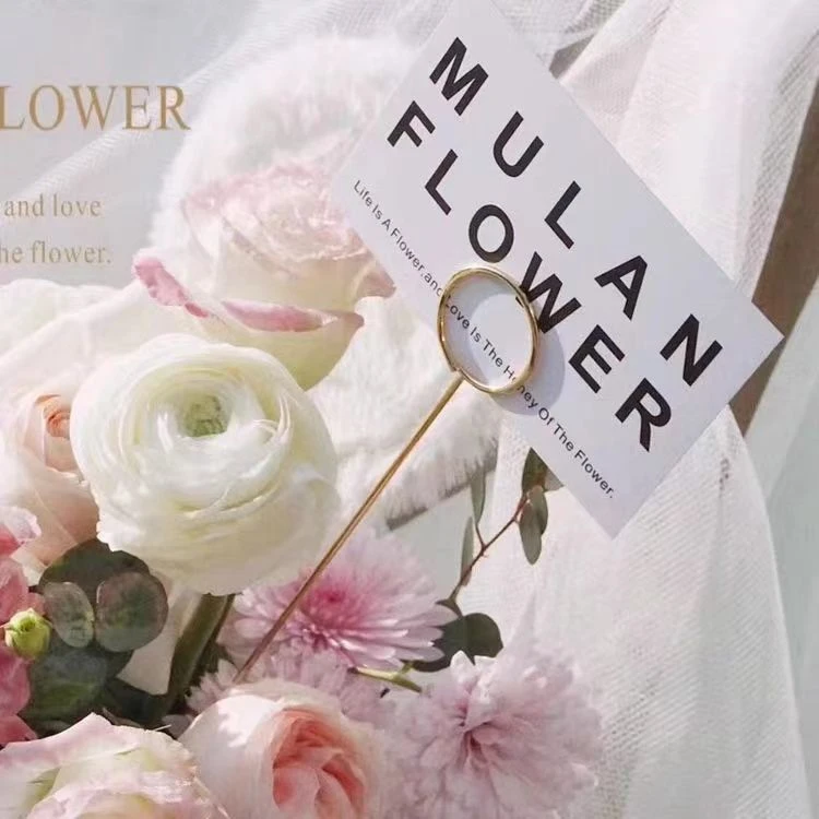 韩式花束金属花插贺卡明信片金属卡插ins卡片夹鲜花包装材料批