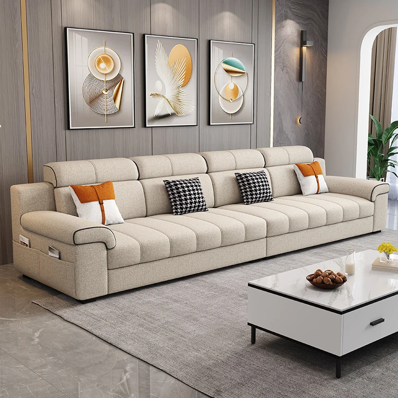 新款棉麻奶油风客厅布艺沙发北欧简约可拆洗贵妃沙发家具