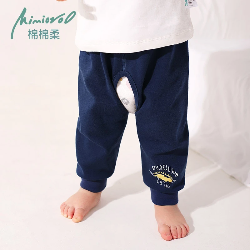 男宝宝开裆裤春秋裤子婴儿开档裤秋季儿童长裤外穿纯棉男童女秋裤