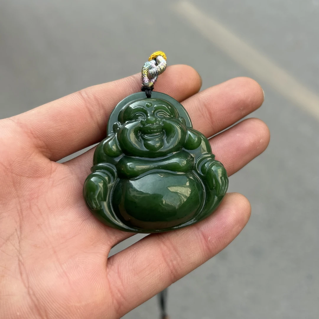 【潜珑】L-2859和田玉碧玉北极玉50mm佛公吊坠
