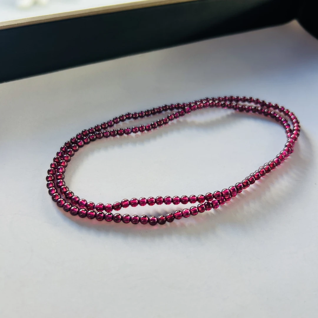 【潜珑】TY-25-013石榴石紫牙乌经典小米珠3mm手串