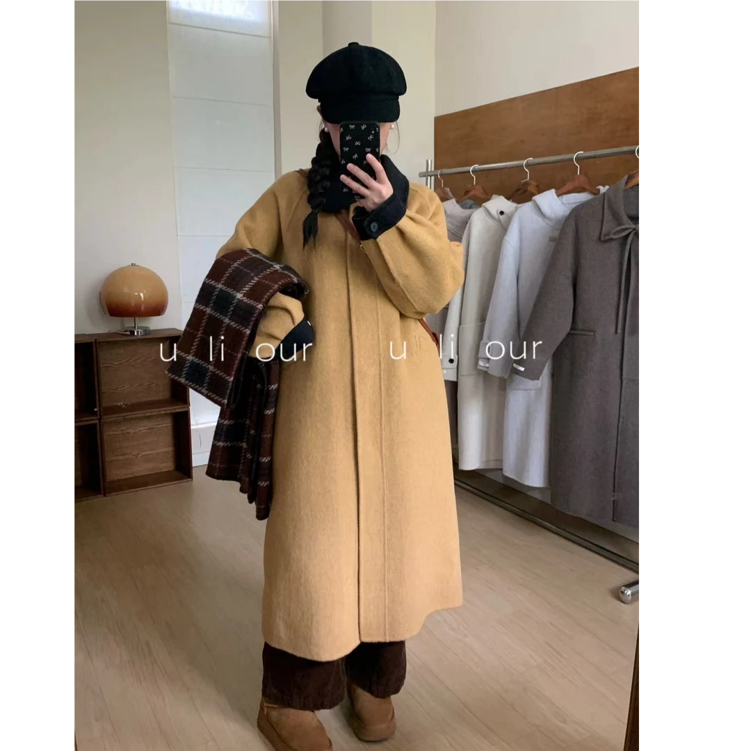 年终清仓【芝士奶盖】双面呢大衣韩系宽松复古慵懒高级感时尚大衣