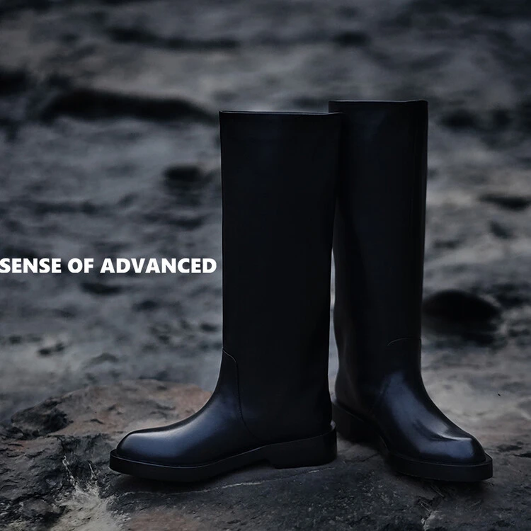 雨鞋防水长靴时尚百搭长筒靴子女靴时装靴2024年秋季平跟高筒