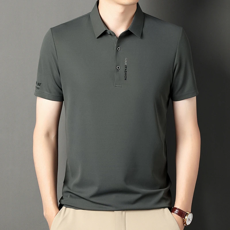 【厂家直销】2024高档男士短袖翻领POLO衫透气商务3D镭射印花T恤衫