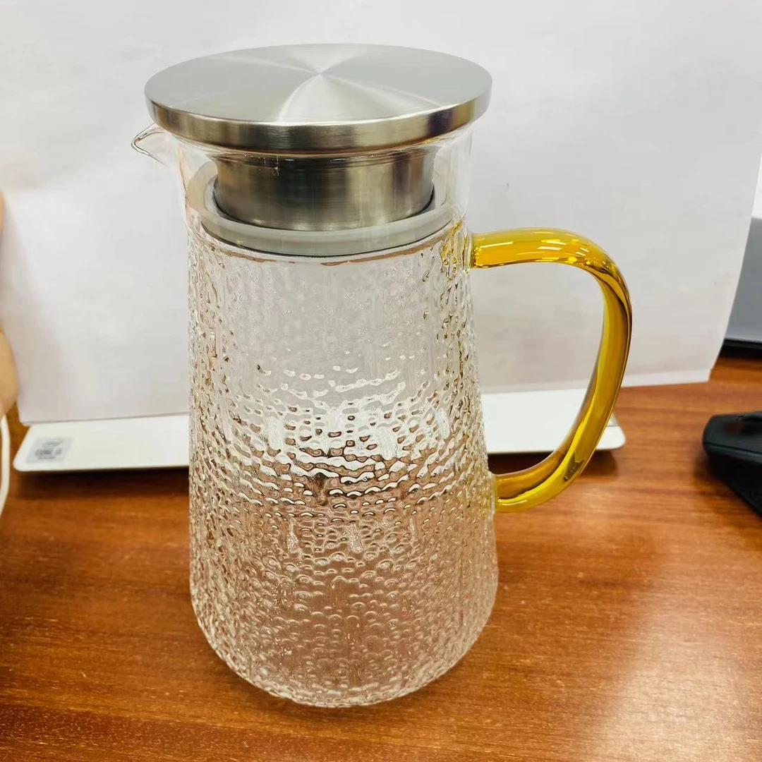 出口不锈钢盖锤纹冷热水壶1200ml